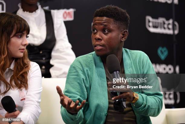 Actor Mpho Koaho speaks onstage at the New York Comic Con Live Stage in partnership with FANDOM and Twitch on October 6, 2017 in New York City.