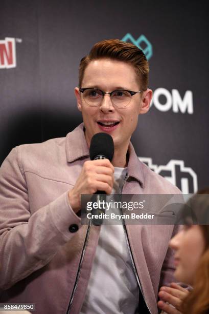 Actor Sam Barnett speaks onstage at the New York Comic Con Live Stage in partnership with FANDOM and Twitch on October 6, 2017 in New York City.