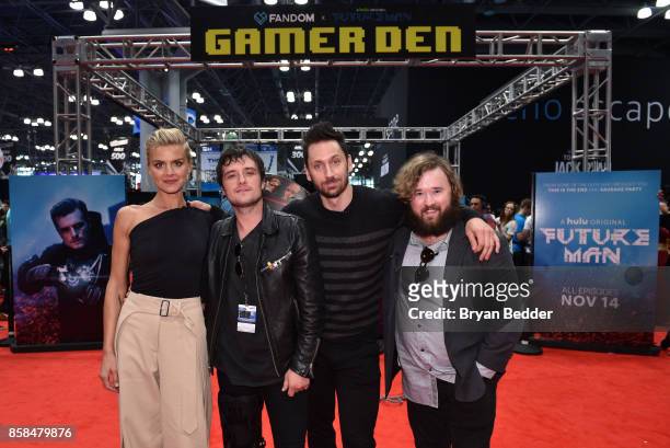 Actors Eliza Coupe, Josh Hutcherson, Derek Wilson and Haley Joel Osment attend the FANDOM Fest during New York Comic Con on October 6, 2017 in New...