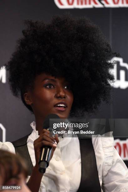 Actors Jade Eshete speaks onstage at the New York Comic Con Live Stage in partnership with FANDOM and Twitch on October 6, 2017 in New York City.