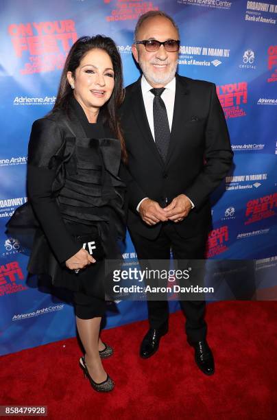 Gloria and Emilio Estefan attends "On Your Feet!" National Tour Opening Night at Adrienne Arsht Center on October 6, 2017 in Miami, Florida.