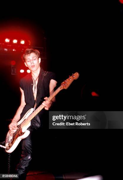 Photo of Paul SIMONON and CLASH, Paul Simonon performing live onstage, playing Fender Precision bass