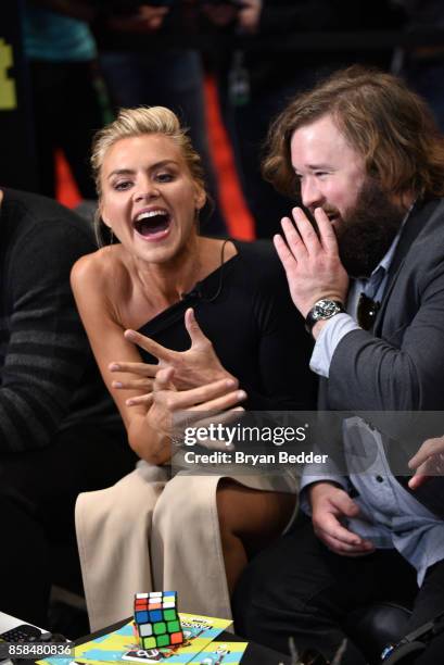 Actors Eliza Coupe and Haley Joel Osment speak the FANDOM Fest during New York Comic Con on October 6, 2017 in New York City.