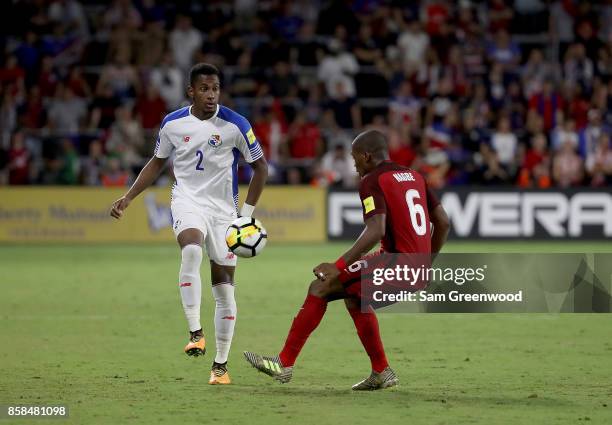 Michael Murillo of Panama looks to make a pass during the final round qualifying match against the United States for the 2018 FIFA World Cup at...