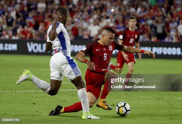 Bobby Wood of the United States drives up the field during the final round qualifying match against Panama for the 2018 FIFA World Cup at Orlando...