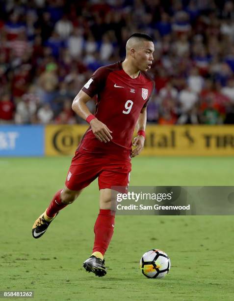 Bobby Wood of the United States drives up the field during the final round qualifying match against Panama for the 2018 FIFA World Cup at Orlando...