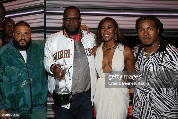 Khaled, Uncle Luke, Kristin Thompson, and Devonta Freeman attend the BET Hip Hop Awards 2017 at The Fillmore Miami Beach at the Jackie Gleason...