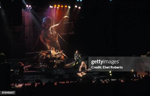 Photo of James HETFIELD and METALLICA and Jason NEWSTEAD and Lars ULRICH and Kirk HAMMETT; L-R: Jason Newstead, Lars Ulrich, Kirk Hammett, James...