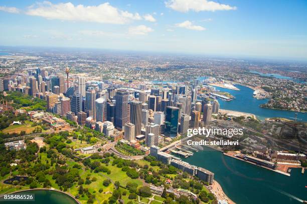 aerial view of sydney, austarlia - sydney cbd aerial view stock pictures, royalty-free photos & images