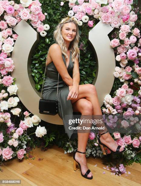 Amy Pejkovic attends Moet & Chandon Spring Champion Stakes Day at Royal Randwick Racecourse on October 7, 2017 in Sydney, Australia.