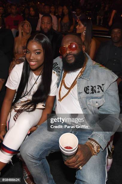 Rick Ross and guest attend the BET Hip Hop Awards 2017 at The Fillmore Miami Beach at the Jackie Gleason Theater on October 6, 2017 in Miami Beach,...