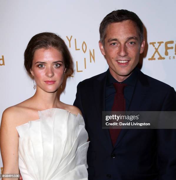 Actors Liv Lisa Fries and Volker Bruch attend the premiere of Beta Film's "Babylon Berlin" at The Theatre at Ace Hotel on October 6, 2017 in Los...