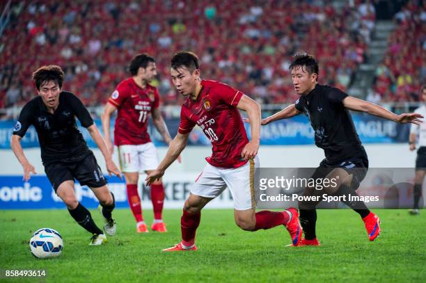 Guangzhou Evergrande midfielder Yu Hanchao in action during the AFC Champions League 2015 2nd Leg match between Guangzhou Evergrande and Seongnam FC...