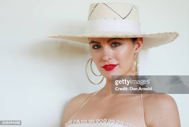 Jesinta Franklin attends Moet & Chandon Spring Champion Stakes Day at Royal Randwick Racecourse on October 7, 2017 in Sydney, Australia.