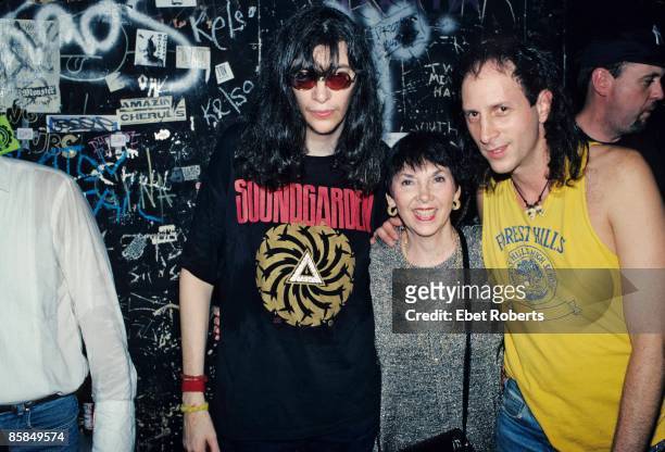Photo of Joey RAMONE and RAMONES; Joey Ramone w/ mother and brother Mickey Leigh