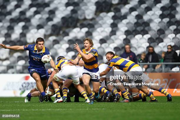 Richard Judd of Bay of Plenty passes during the round eight Mitre 10 cup match between Otago and Bay of Plenty at Forsyth Barr Stadium on October 7,...