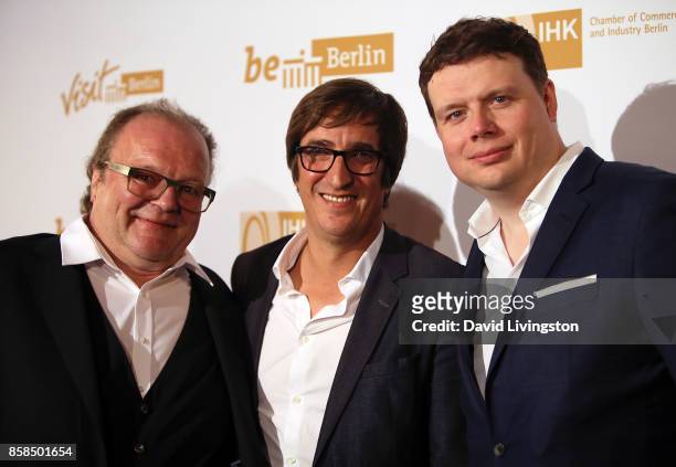 Producers Stefan Arndt, Uwe Schott and Michael Polle attend the premiere of Beta Film's "Babylon Berlin" at The Theatre at Ace Hotel on October 6,...