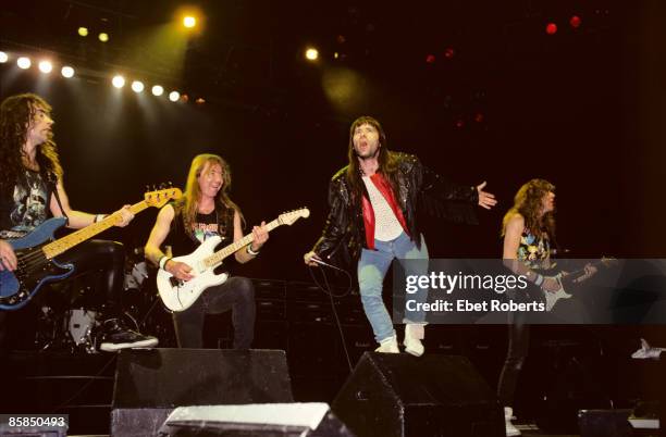 Photo of IRON MAIDEN and Bruce DICKINSON and Janick GERS and Dave MURRAY and Steve HARRIS, L-R: Steve Harris, Dave Murray, Bruce Dickinson and Janick...