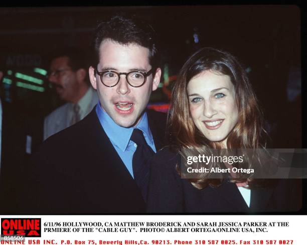 4/10/96 MATTHEW BRODERICK AND SARAH JESSICA PARKER AT THE PREMIERE OF "THE CABLE GUY"