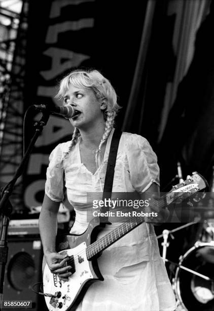 Kat Bjelland from Babes in Toyland performing live on stage in 1993.
