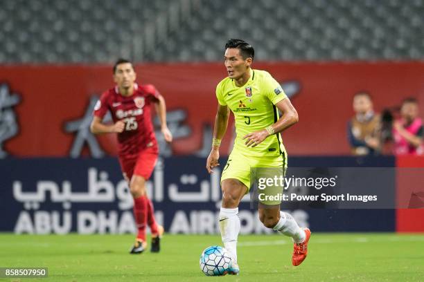 Urawa Reds Defender Makino Tomoaki in action during the AFC Champions League 2017 Semi-Finals match between Shanghai SIPG FC and Urawa Red Diamonds...