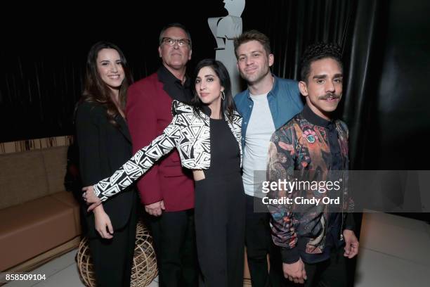 Arielle O'Neill, Bruce Campbell, Dana DeLorenzo, Lindsay Farris and Ray Santiago attend Hulu's New York Comic Con After Party at The Lobster Club on...