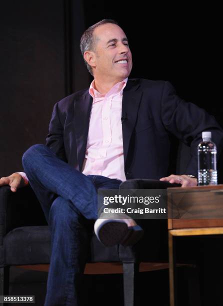 Jerry Seinfeld speaks onstage during the 2017 New Yorker Festival at New York Society for Ethical Culture on October 6, 2017 in New York City.