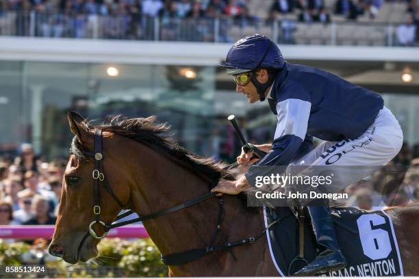 /h6/ ridden by /j6/ before the /r5/ at Caulfield Racecourse on October 07, 2017 in Caulfield, Australia.