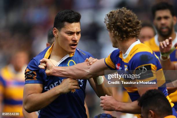 Patelesio Tomkinson of Otago looks on during the round eight Mitre 10 cup match between Otago and Bay of Plenty at Forsyth Barr Stadium on October 7,...