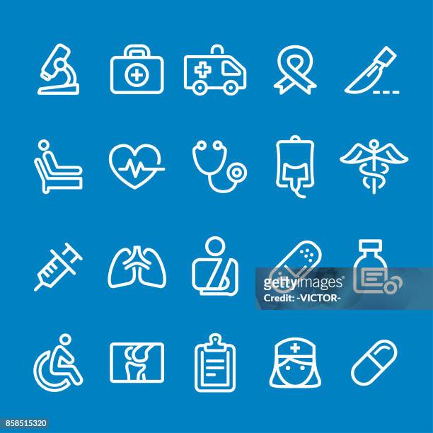 stockillustraties, clipart, cartoons en iconen met geneeskunde icons - vector slim line serie - aids awareness ribbon