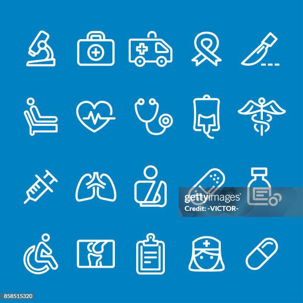 medicine icons - vector smart line series - blood bag stock illustrations