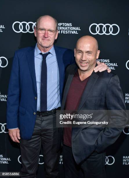 Actor Richard Jenkins and producer J. Miles Dale attend the photo call for "The Shape of Water" at Guild Hall during Hamptons International Film...