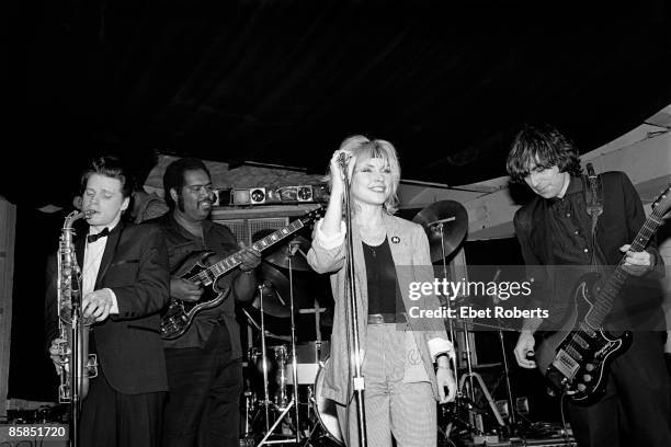 And Debbie HARRY and Chris STEIN and James CHANCE; James Chance , Debbie Harry and Chris Stein performing on stage