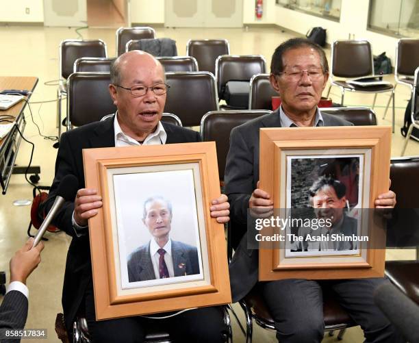 Representatives of the Nagasaki Atomic Bomb Survivors Council speak during a press conference after the Nobel Peace Prize is announced on October 6,...