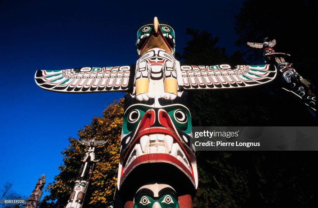 Totem pole at Brockton Point, Stanley Park, Vancouver, British Columbia, Canada