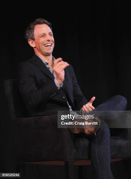 Seth Meyers speaks onstage during the 2017 New Yorker Festival at New York Society for Ethical Culture on October 6, 2017 in New York City.