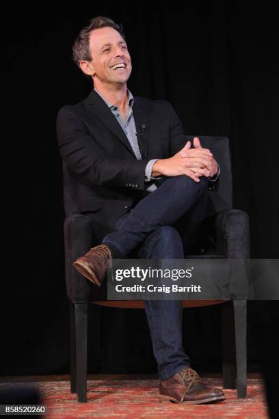 Seth Meyers speaks onstage during the 2017 New Yorker Festival at New York Society for Ethical Culture on October 6, 2017 in New York City.