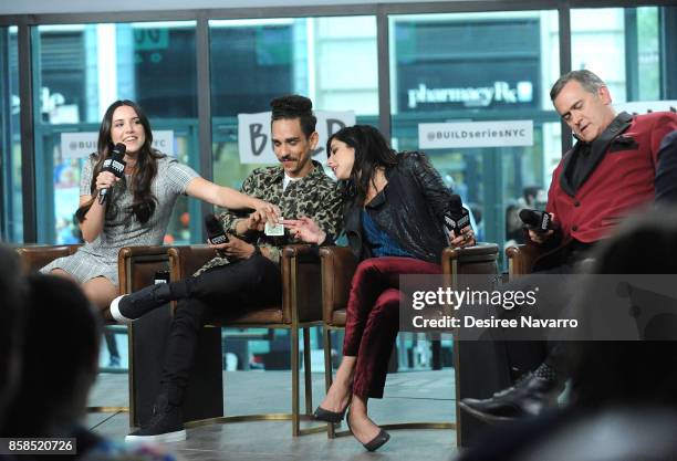 Actors Arielle Carver-O'Neill, Ray Santiago, Dana DeLorenzo and Bruce Campbell visit Build to discuss 'Ash Vs Evil Dead' at Build Studio on October...