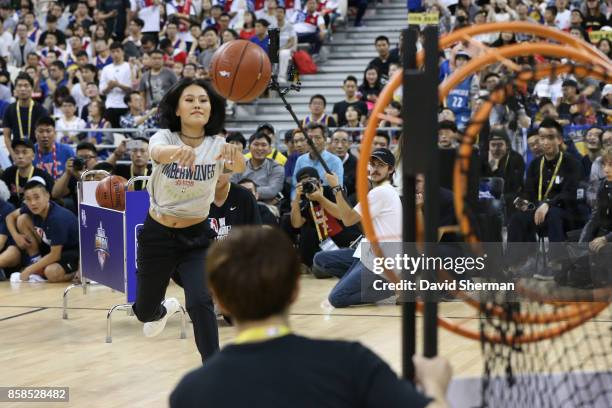 Tia Ray participates during fan day as part of 2017 NBA Global Games China on October 7, 2017 at the Oriental Sports Center in Shanghai, China. NOTE...