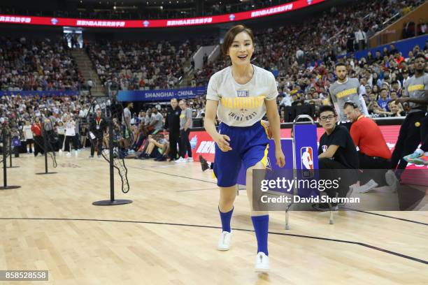 Yuan Shanshan participates during fan day as part of 2017 NBA Global Games China on October 7, 2017 at the Oriental Sports Center in Shanghai, China....