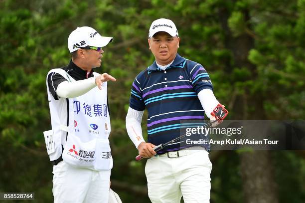 Lu Wei-chi of Taiwan pictured during round three of the Yeangder Tournament Players Championship at Linkou lnternational Golf and Country Club on...