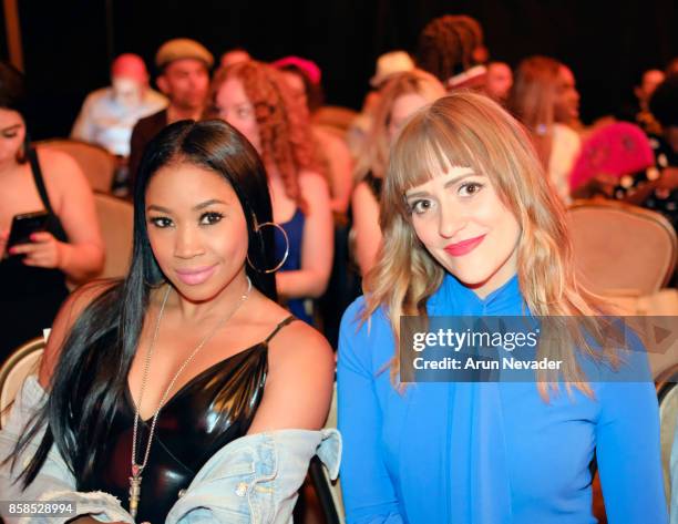 America Professional Wrestler Ariane Andrew and singer Bellsaint at Los Angeles Fashion Week SS18 Art Hearts Fashion LAFW on October 6, 2017 in Los...