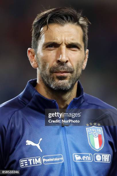 Gianluigi Buffon of Italy national team looks on during the 2018 FIFA World Cup Russia qualifier Group G football match between Italy and FYR...