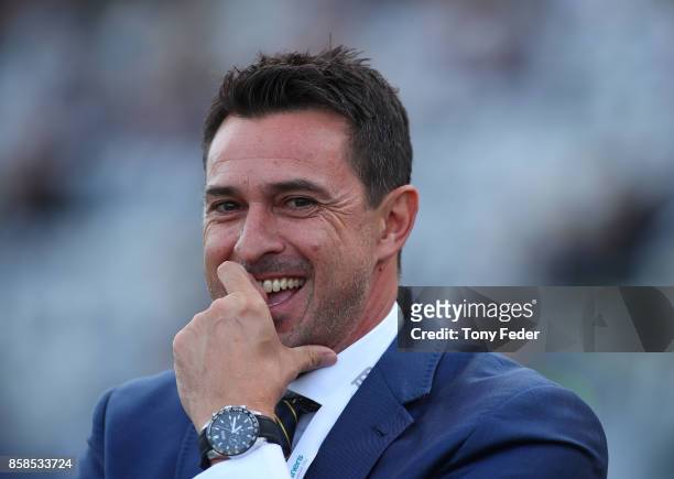 Paul Okon of the Mariners during the round one A-League match between the Central Coast Mariners and the Newcastle Jets at Central Coast Stadium on...