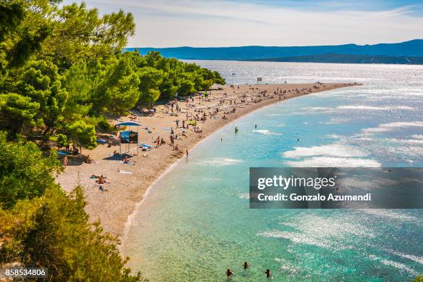 brac island at croatia - zlatni rat stock-fotos und bilder