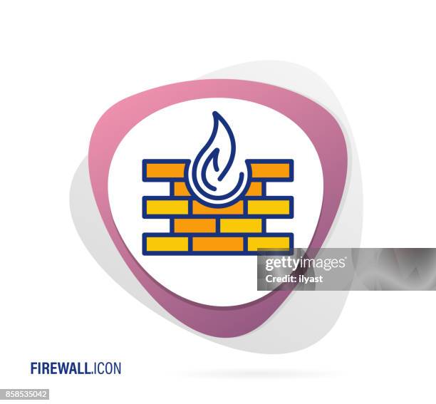 firewall icon - server fire stock illustrations