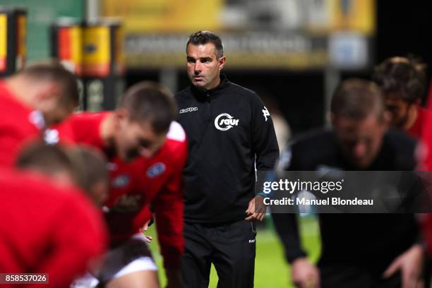 Coach Wilfrid Lahaye of Vannes during the Pro D2 match between Colomiers and Vannes on October 6, 2017 in Colomiers, France.