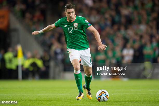 Stephen Ward of Ireland kicks the ball during the FIFA World Cup 2018 Qualifying Round Group D match between Republic of Ireland and Moldova at Aviva...