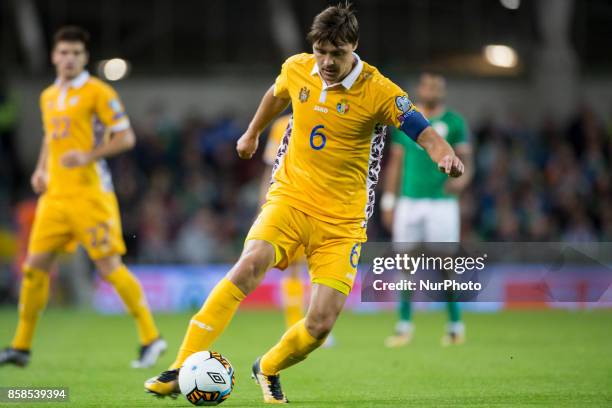 Alexandru Epureanu of Moldova controls the ball during the FIFA World Cup 2018 Qualifying Round Group D match between Republic of Ireland and Moldova...