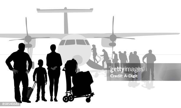 moving out of town airplane - airport tarmac stock illustrations